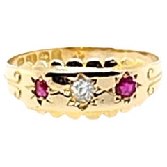 Antique Old European Cut Diamond and Ruby Ring