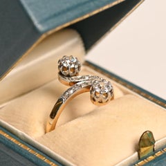 Unique Engagement Ring. Antique Old Euro & Round Cut Diamond Ring Swirl Platinum