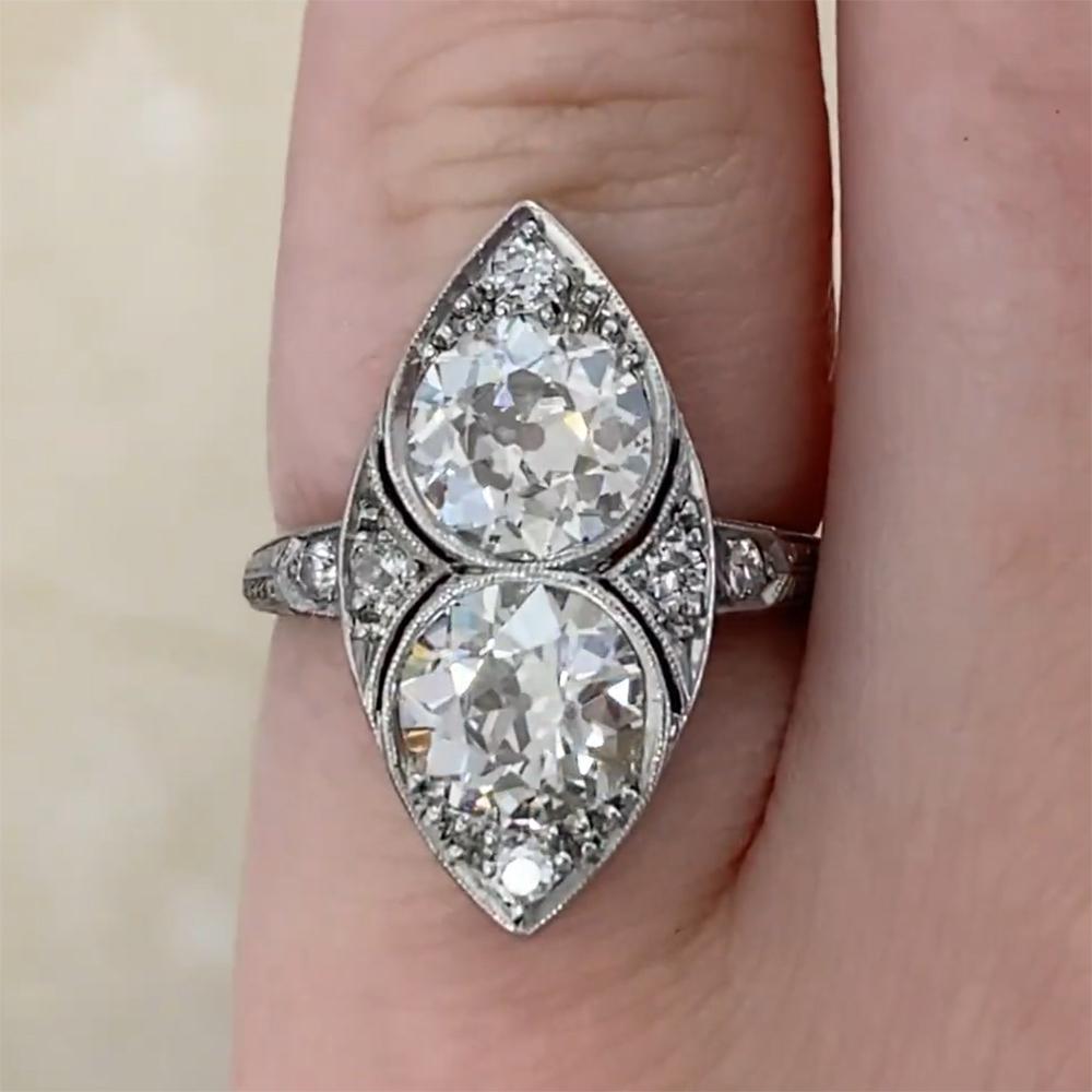 Anillo de compromiso de diamantes talla europea antigua (aprox. 1,20 quilates), platino Art Decó en venta