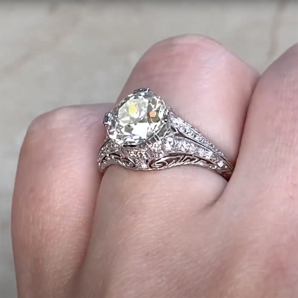 Antique Old European Cut Diamond Ring (Approx. 2.50-Carats) Engagement, Platinum In Excellent Condition For Sale In New York, NY