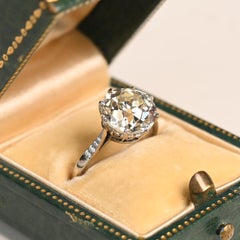 Art Deco 4 Carat Engagement Ring. Old European Cut Diamond Ring K VS1 Platinum