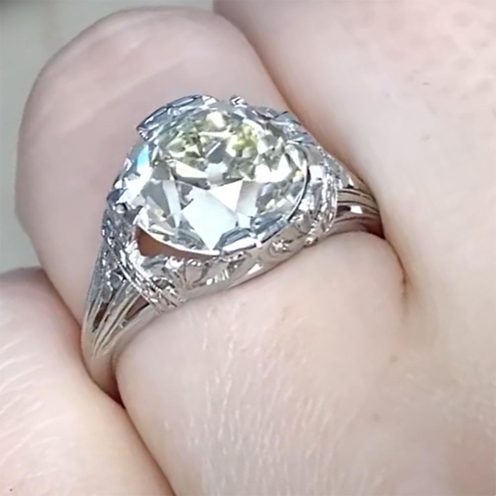 Édouardien Bague de fiançailles ancienne en platine avec diamant taille européenne ancienne (environ 5.00 carat) en vente