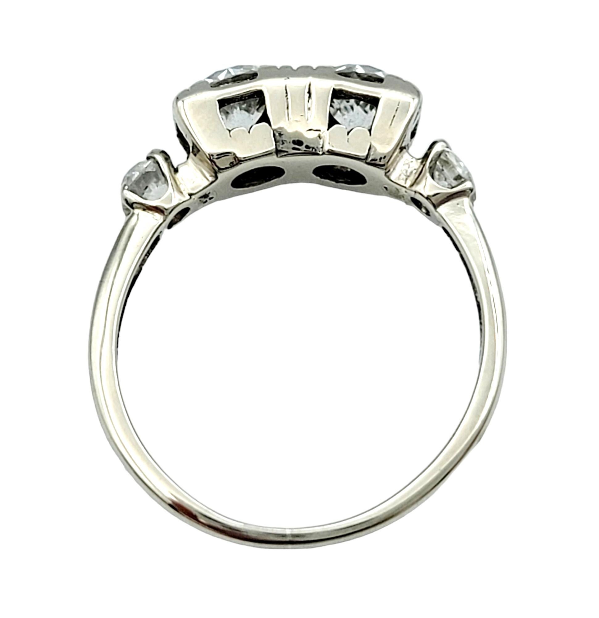 Antique Old European Cut Diamond Art Deco Band Ring Set in 14 Karat White Gold For Sale 1