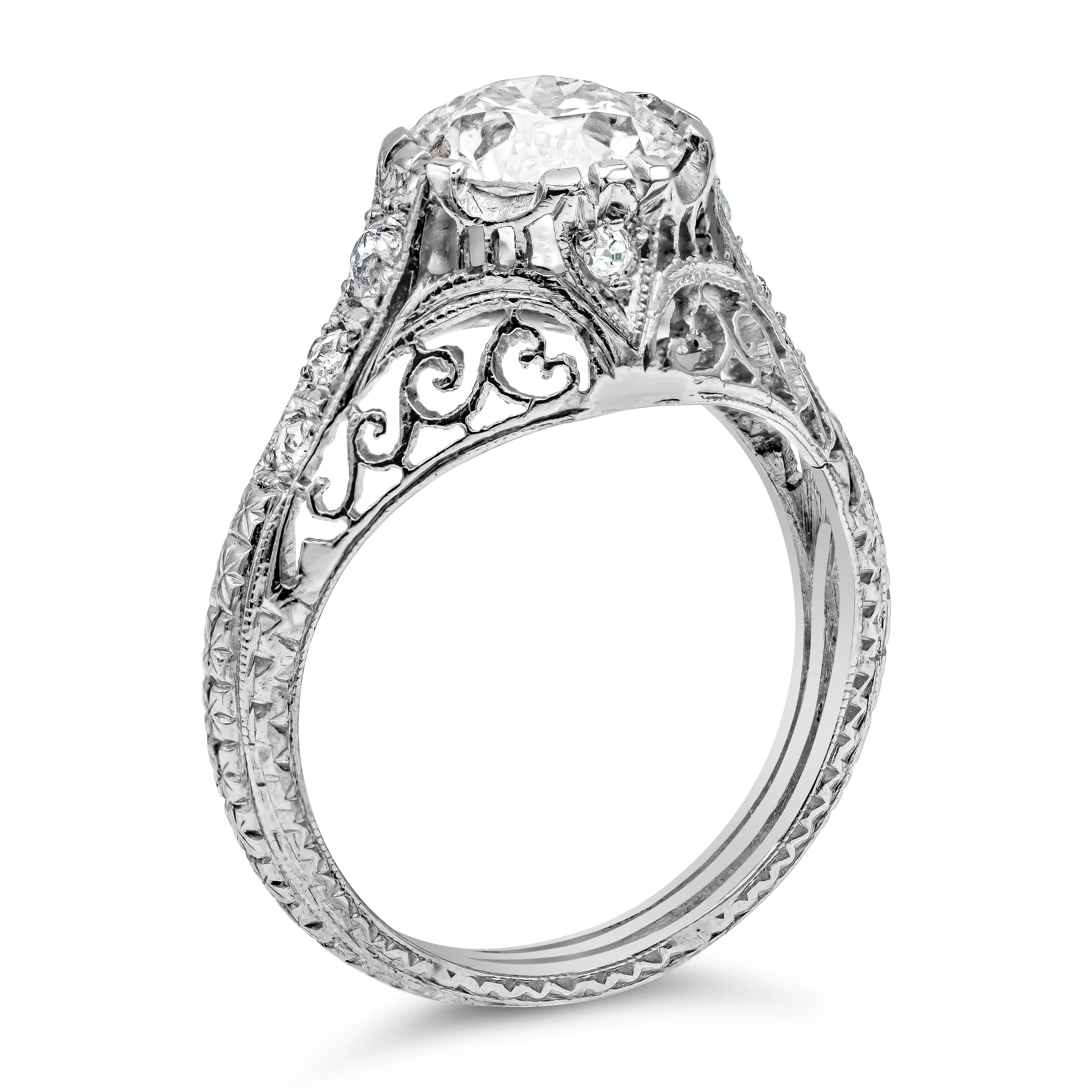 Antiker Art-Déco-Verlobungsring mit Diamant im alteuropäischen Schliff (Alteuropäischer Schliff) im Angebot