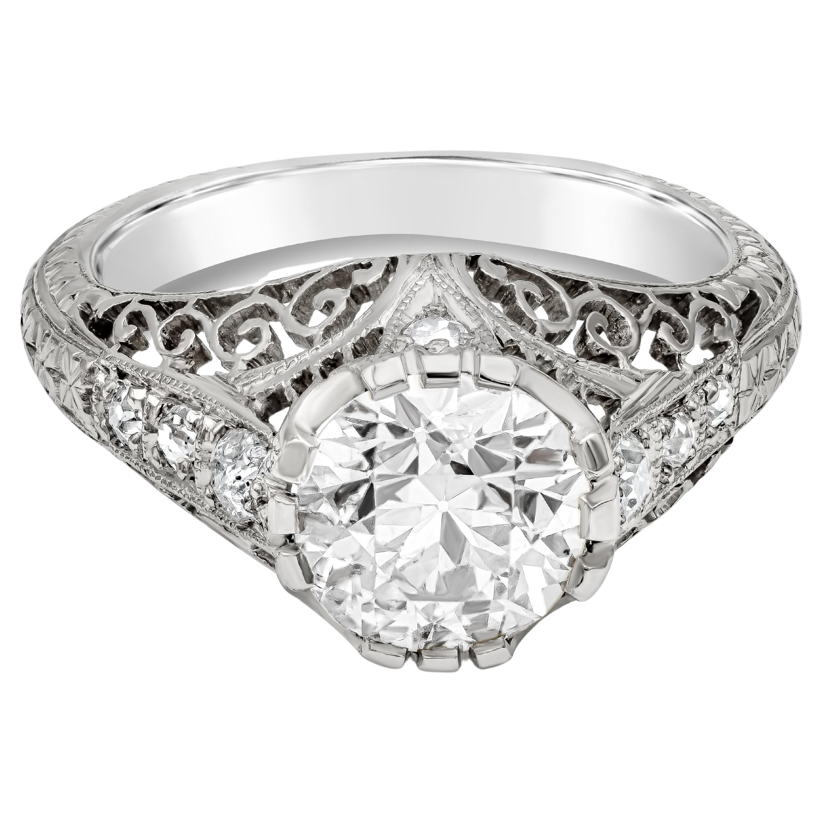 Antique Old European Cut Diamond Art Deco Engagement Ring For Sale