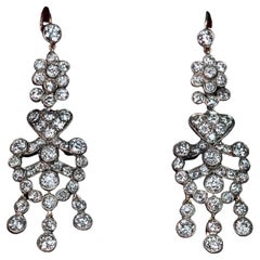 Pendants d'oreilles anciens en diamants taille vieille Europe