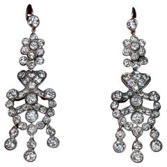 Antique Old European Cut Diamond Dangle Earrings