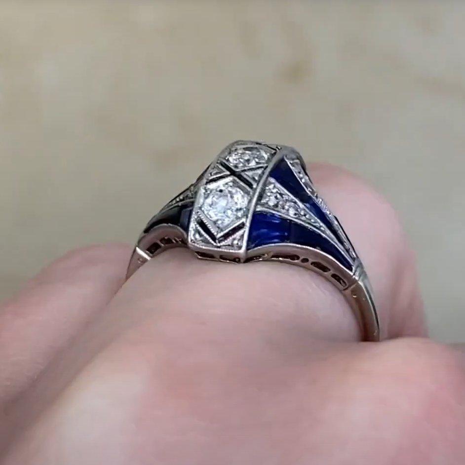 Anello di fidanzamento con diamante antico taglio europeo (circa 0.50 carati), platino In condizioni ottime in vendita a New York, NY