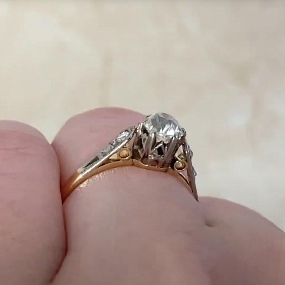 Anillo de compromiso de diamantes talla europea antigua (aprox. 0.7 quilates), platino Corte europeo antiguo en venta