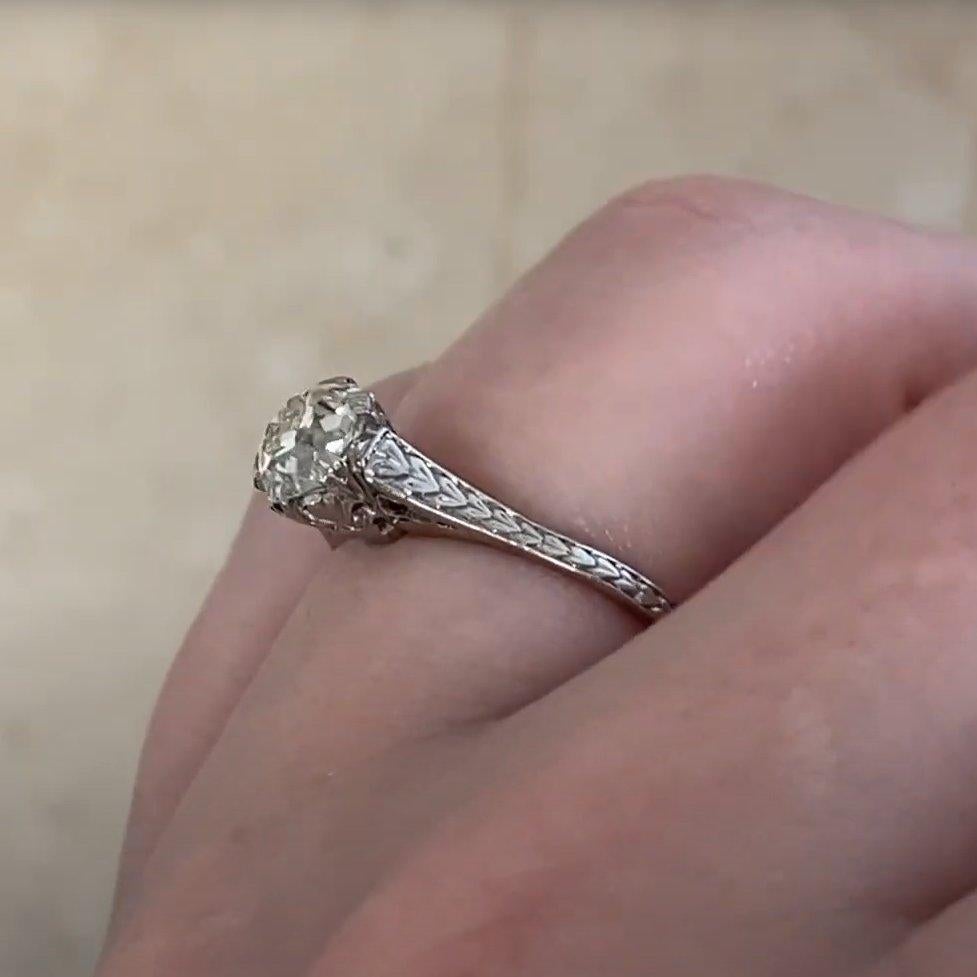 Antique Old European Cut Diamond Engagement Ring (Approx. 0.80-Carats), Platinum In Excellent Condition For Sale In New York, NY