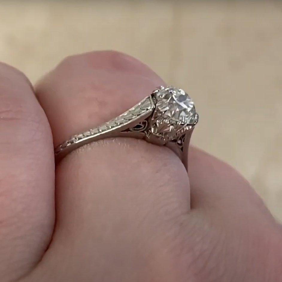Anillo de compromiso de diamantes talla europea antigua (aprox. 0.80 quilates), platino Corte europeo antiguo en venta