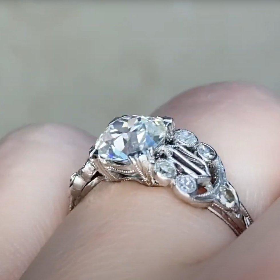 Antique Old European Cut Diamond Engagement Ring (Approx. 1.00-Carats), Platinum In Excellent Condition For Sale In New York, NY