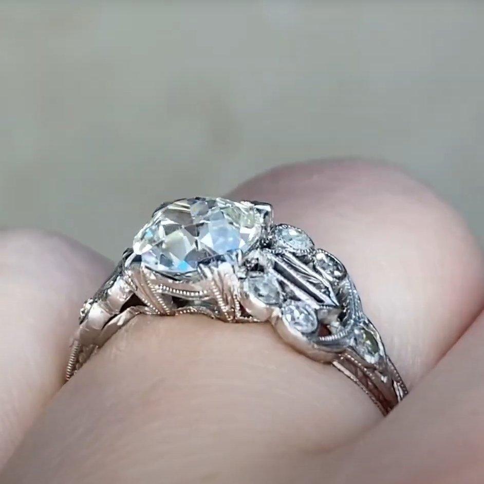 Women's Antique Old European Cut Diamond Engagement Ring (Approx. 1.00-Carats), Platinum For Sale