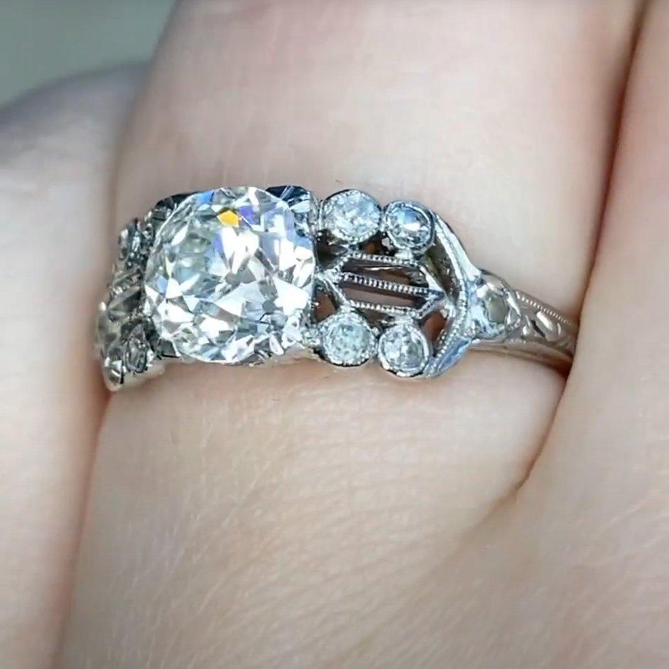 Antique Old European Cut Diamond Engagement Ring (Approx. 1.00-Carats), Platinum For Sale 1