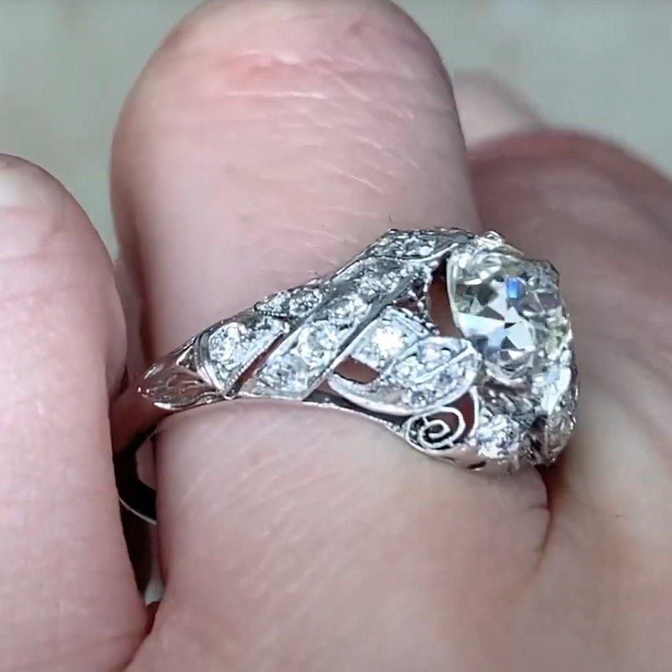 Anillo de compromiso de diamantes talla europea antigua (aprox. 1,40 quilates), platino Corte europeo antiguo en venta
