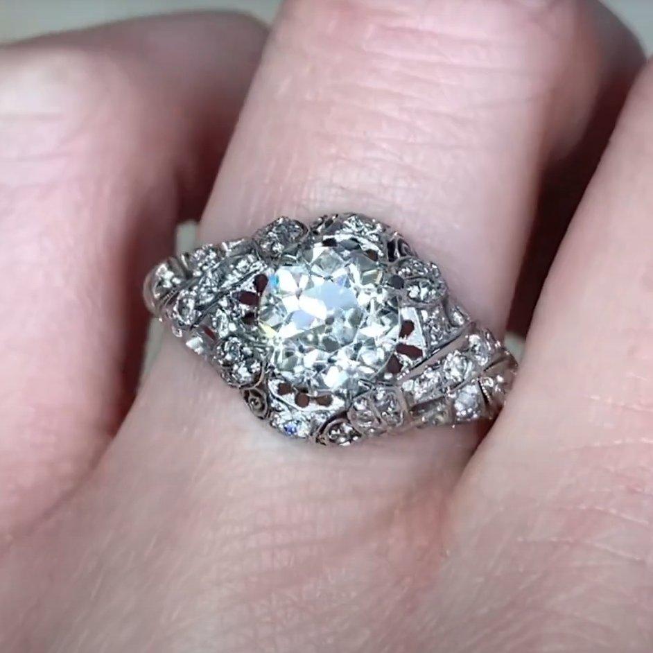 De las mujeres Anillo de compromiso de diamantes talla europea antigua (aprox. 1,40 quilates), platino en venta