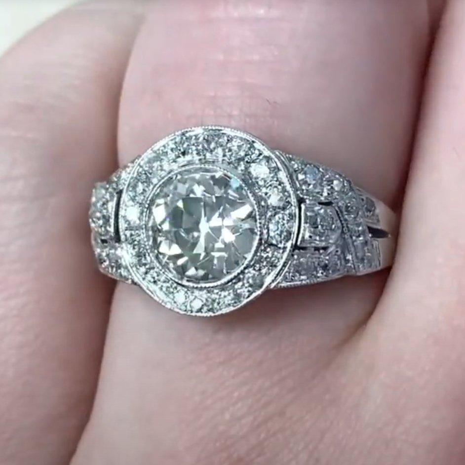De las mujeres Anillo de compromiso de diamantes talla europea antigua (aprox. 1.50 quilates), platino en venta