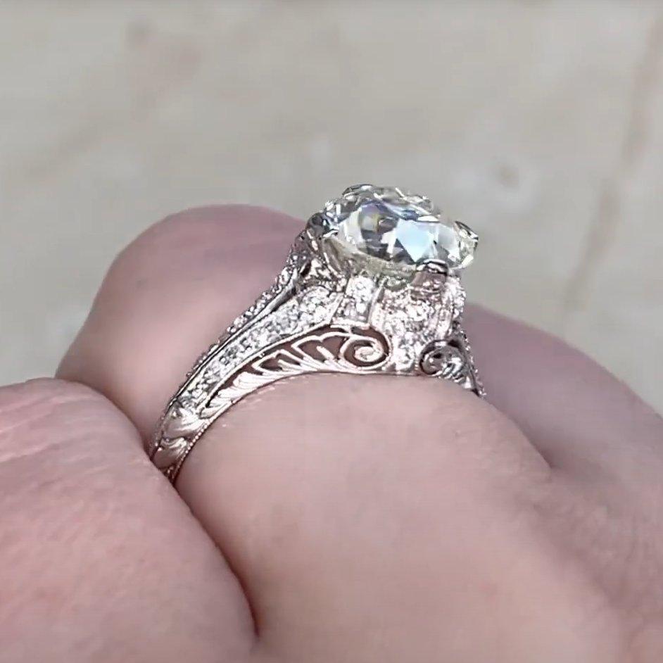 Anillo de compromiso de diamantes talla europea antigua (aprox. 2.50 quilates), platino Corte europeo antiguo en venta