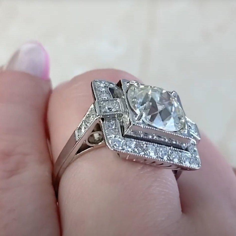 Anillo de compromiso de diamantes talla europea antigua (aprox. 3.00 quilates), platino Corte europeo antiguo en venta