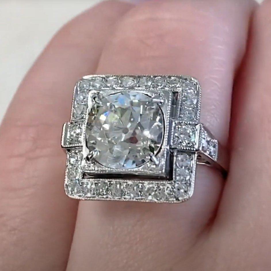 De las mujeres Anillo de compromiso de diamantes talla europea antigua (aprox. 3.00 quilates), platino en venta