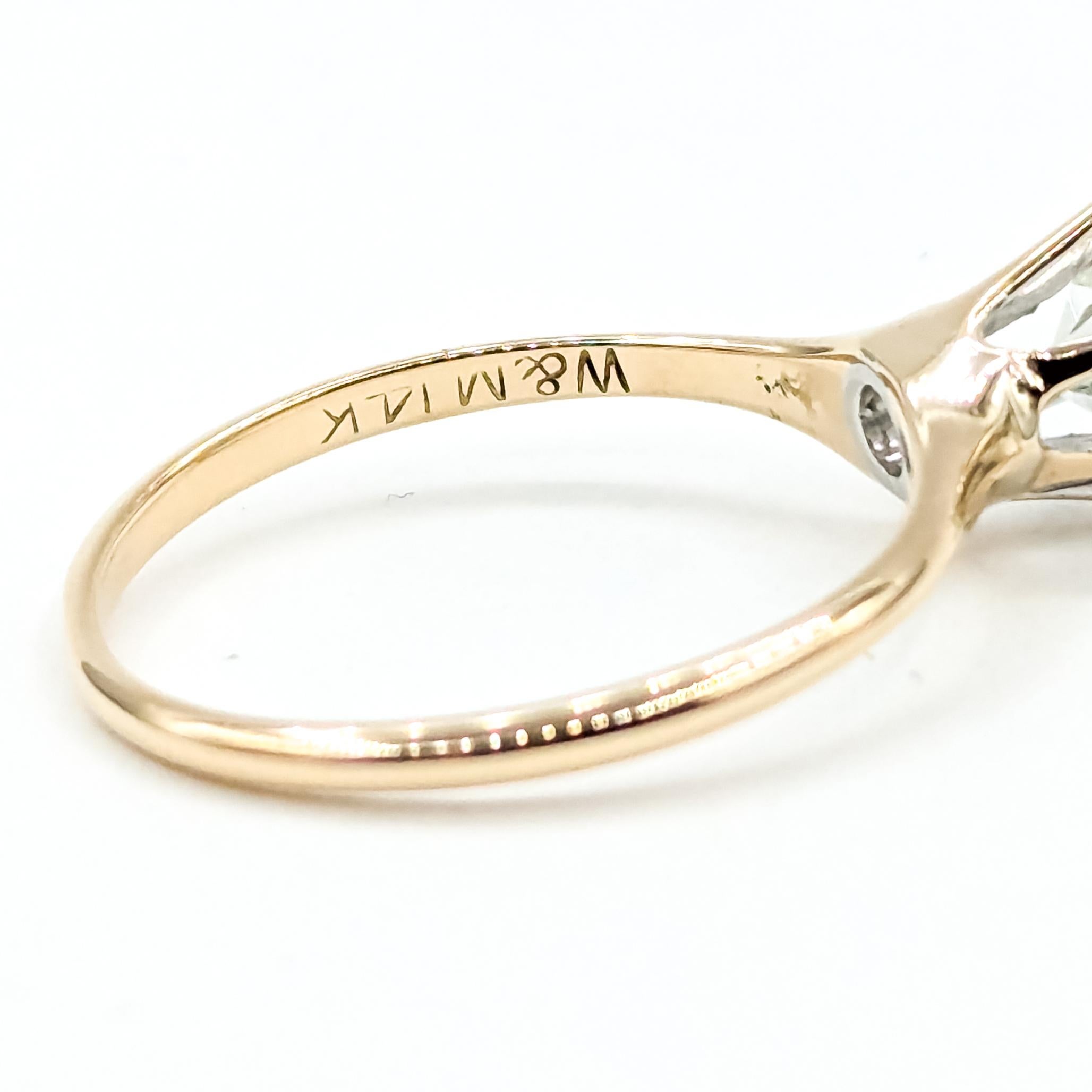 Bague de fiançailles en or jaune 14k avec diamant ancien de taille européenne en vente 4