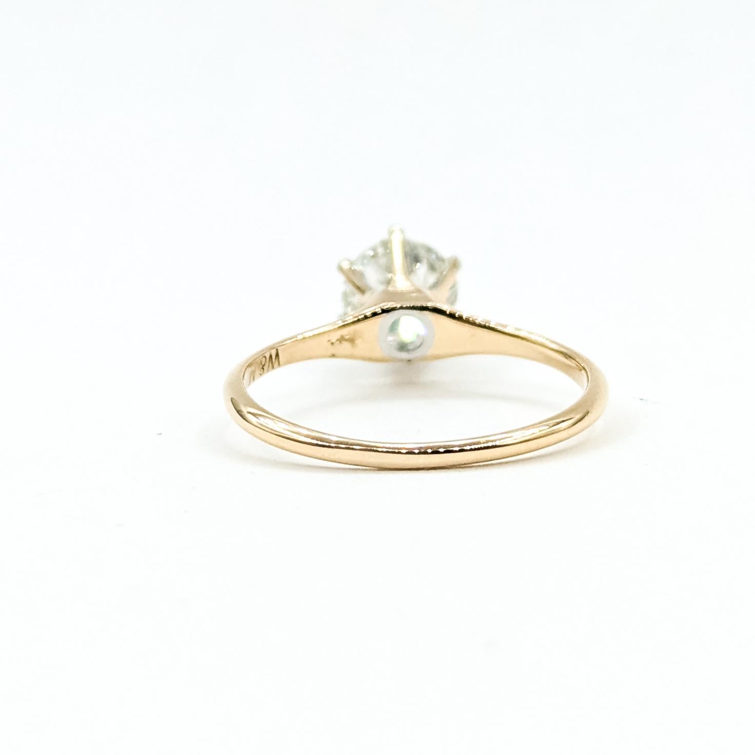 Bague de fiançailles en or jaune 14k avec diamant ancien de taille européenne en vente 2