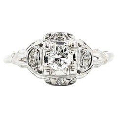 Antiker Diamant-Verlobungsring mit europäischem Schliff in Platin