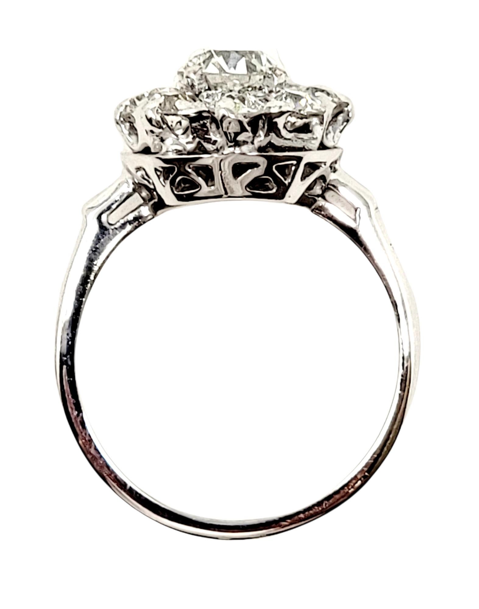 Antique Old European Cut Diamond Halo Engagement Ring 14 Karat Gold  2
