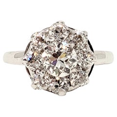 Antique Old European Cut Diamond Halo Engagement Ring 14 Karat Gold 