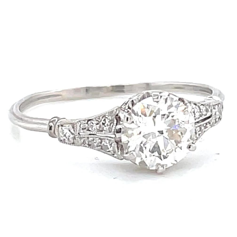 Edwardian Antique Old European Cut Diamond Platinum Engagement Ring