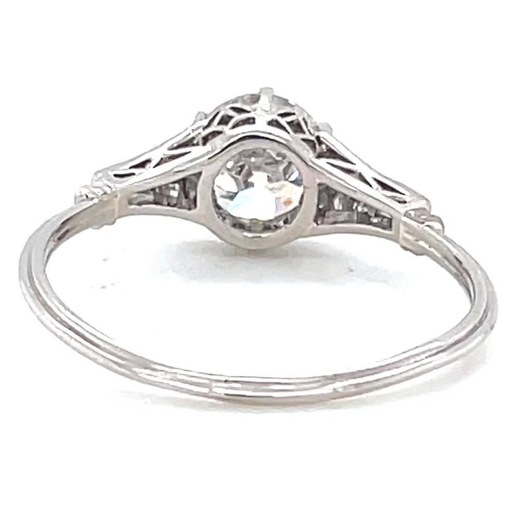 Women's or Men's Antique Old European Cut Diamond Platinum Engagement Ring
