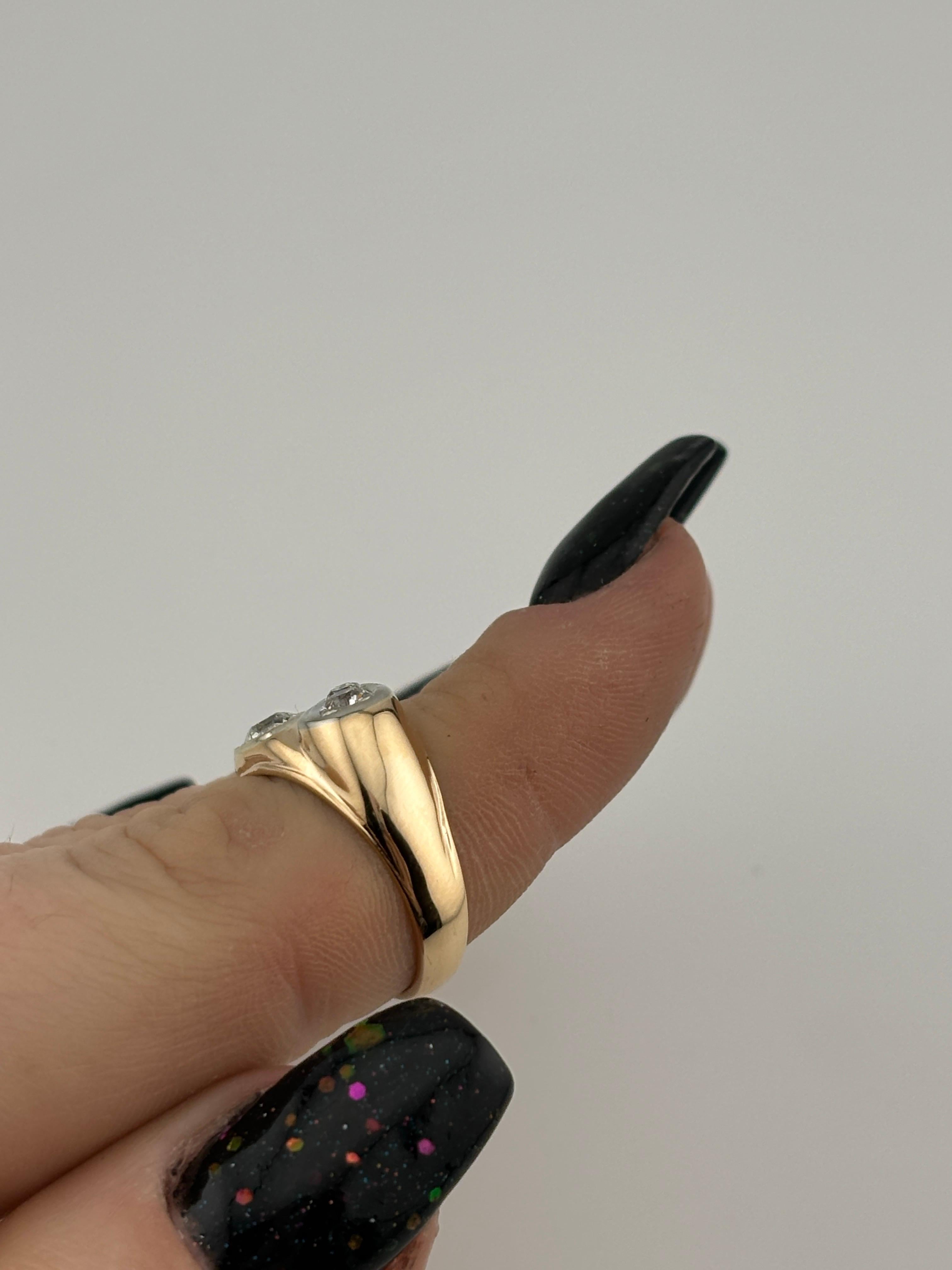 Antiguo Anillo de Diamantes de Corte Europeo 14k Oro Amarillo Corte europeo antiguo en venta