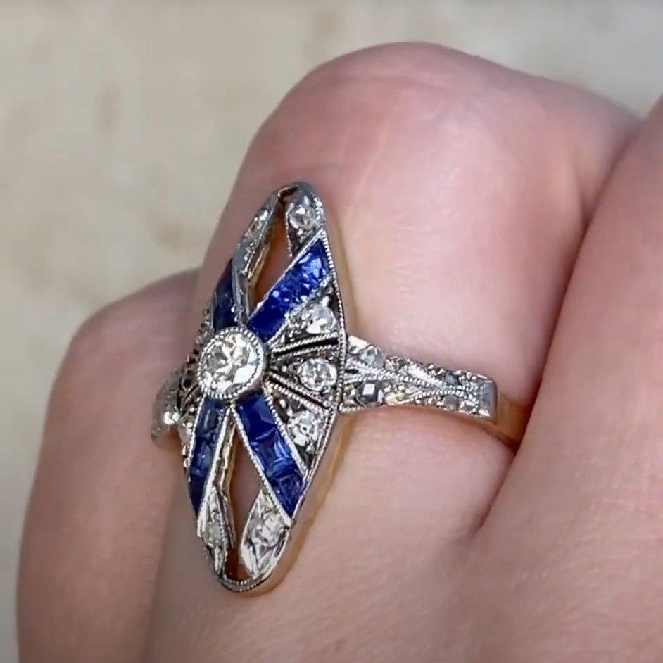 Taglio antico europeo Anello con diamante antico taglio europeo (circa 0,10 carati), oro giallo 18 carati in vendita