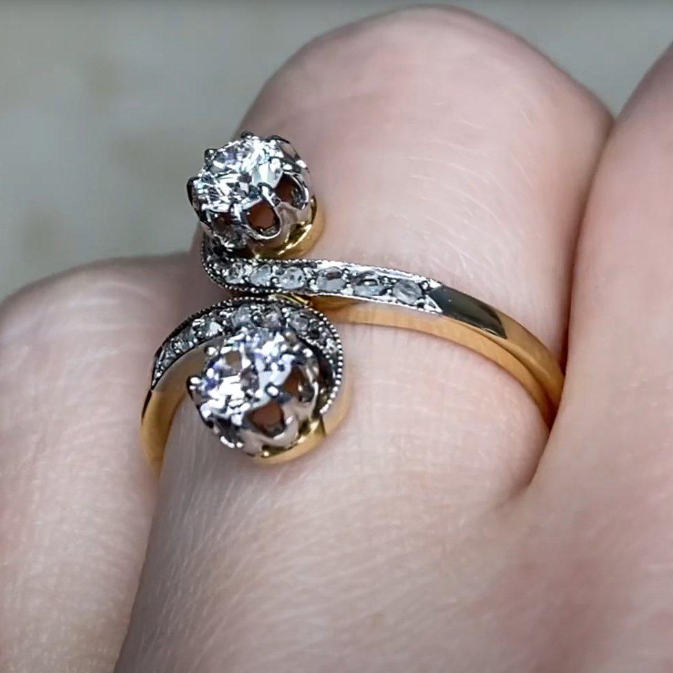 Antique Old European Cut Diamond Ring (Approx 0.4-Carats), 18k Yellow Gold In Excellent Condition For Sale In New York, NY