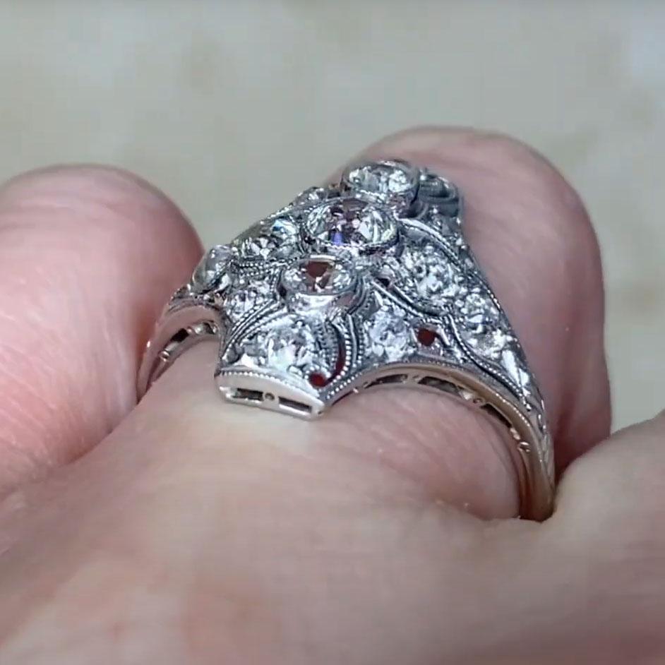 Antiker Diamantring mit alteuropäischem Schliff (ca. 0,4 kt), Farbe H, Platin im Zustand „Hervorragend“ im Angebot in New York, NY