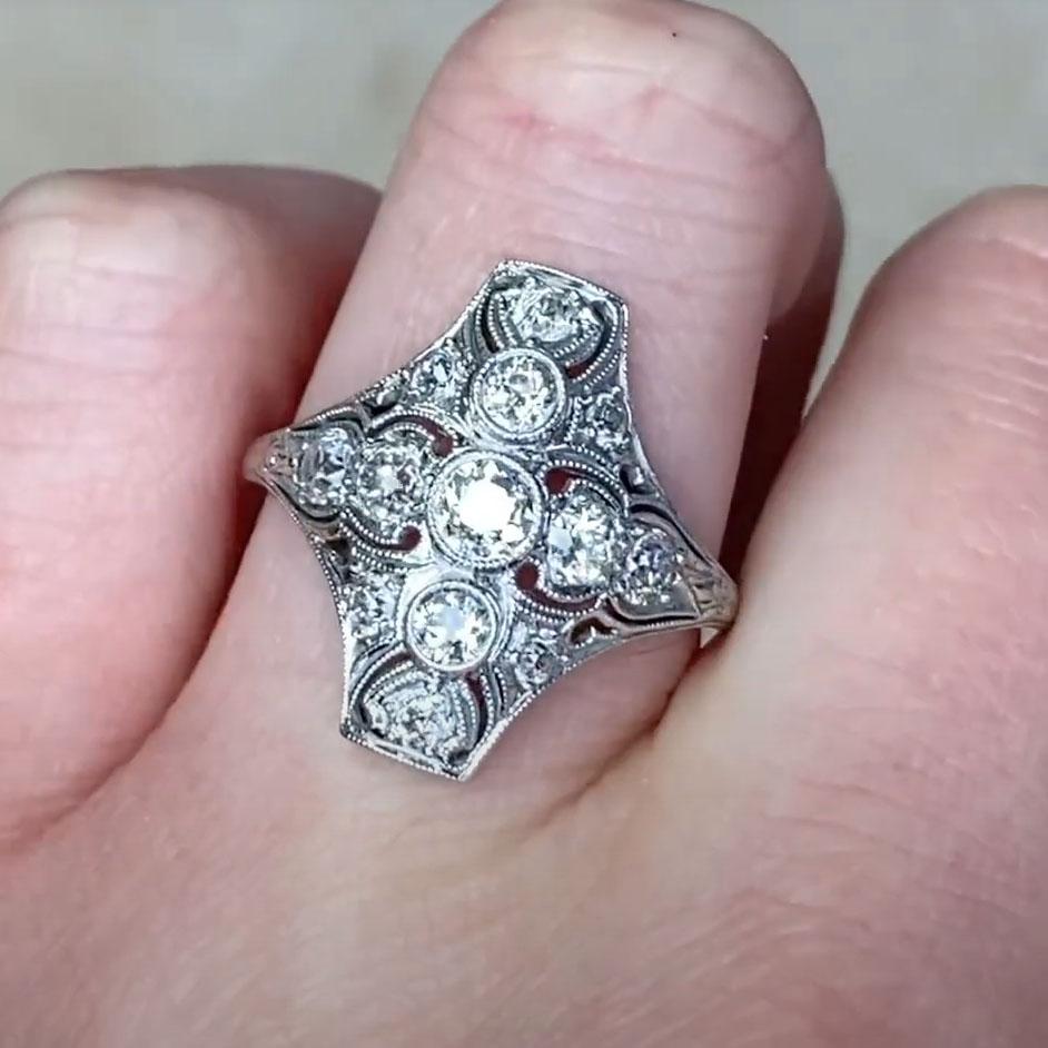 Antiker Diamantring mit alteuropäischem Schliff (ca. 0,4 kt), Farbe H, Platin Damen im Angebot
