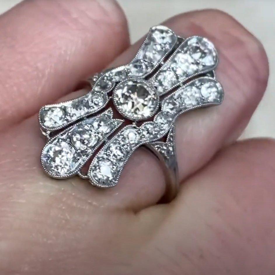 Antique Old European Cut Diamond Ring (Approx 0.50-Carats), I Color, Platinum For Sale 1