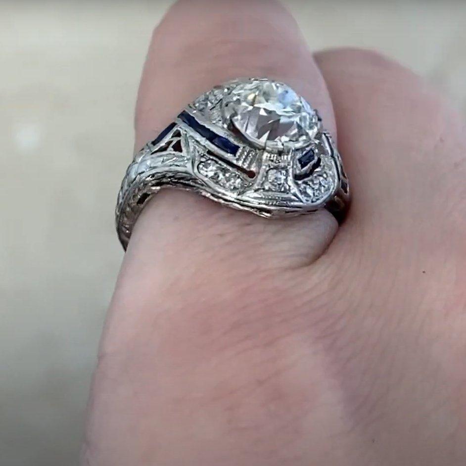 Taille vieille Europe Bague ancienne en diamant de taille européenne (GIA environ 1.5 carats), platine en vente