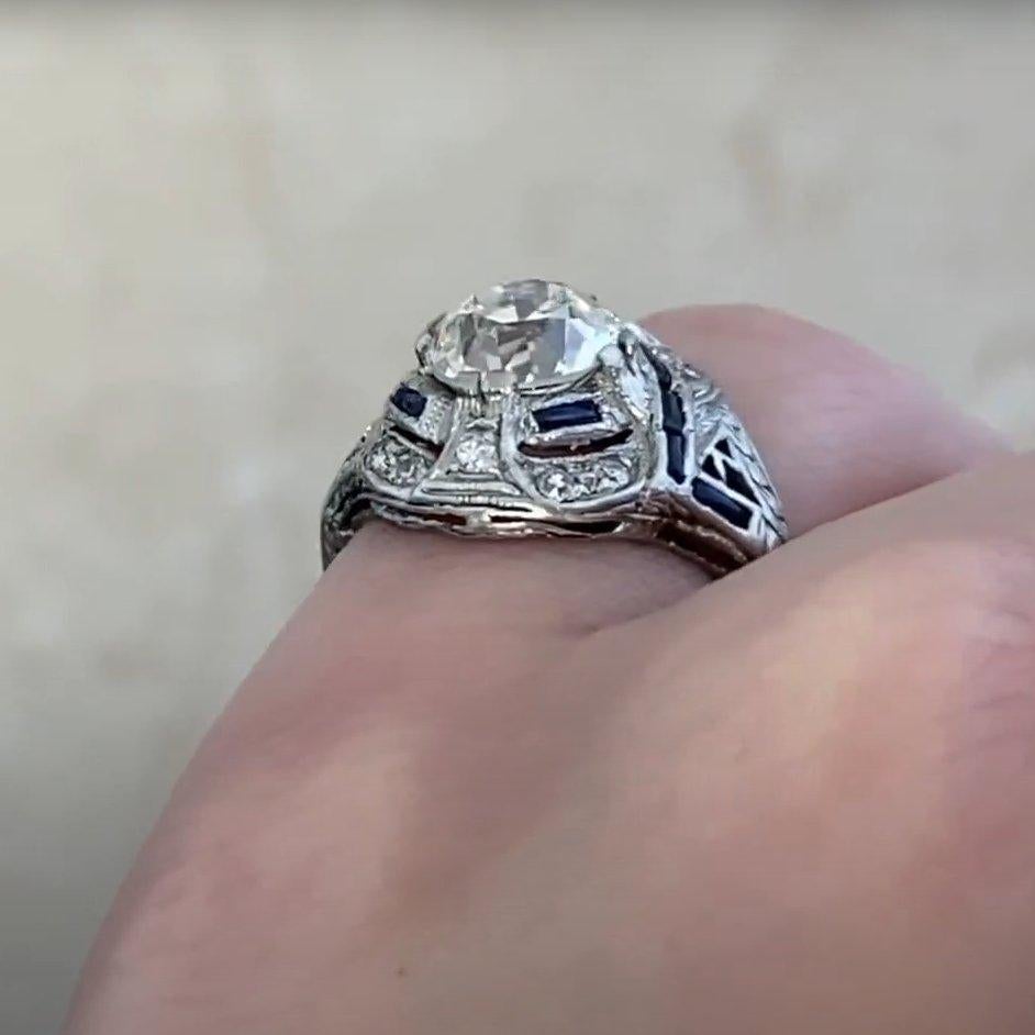 Bague ancienne en diamant de taille européenne (GIA environ 1.5 carats), platine Excellent état - En vente à New York, NY