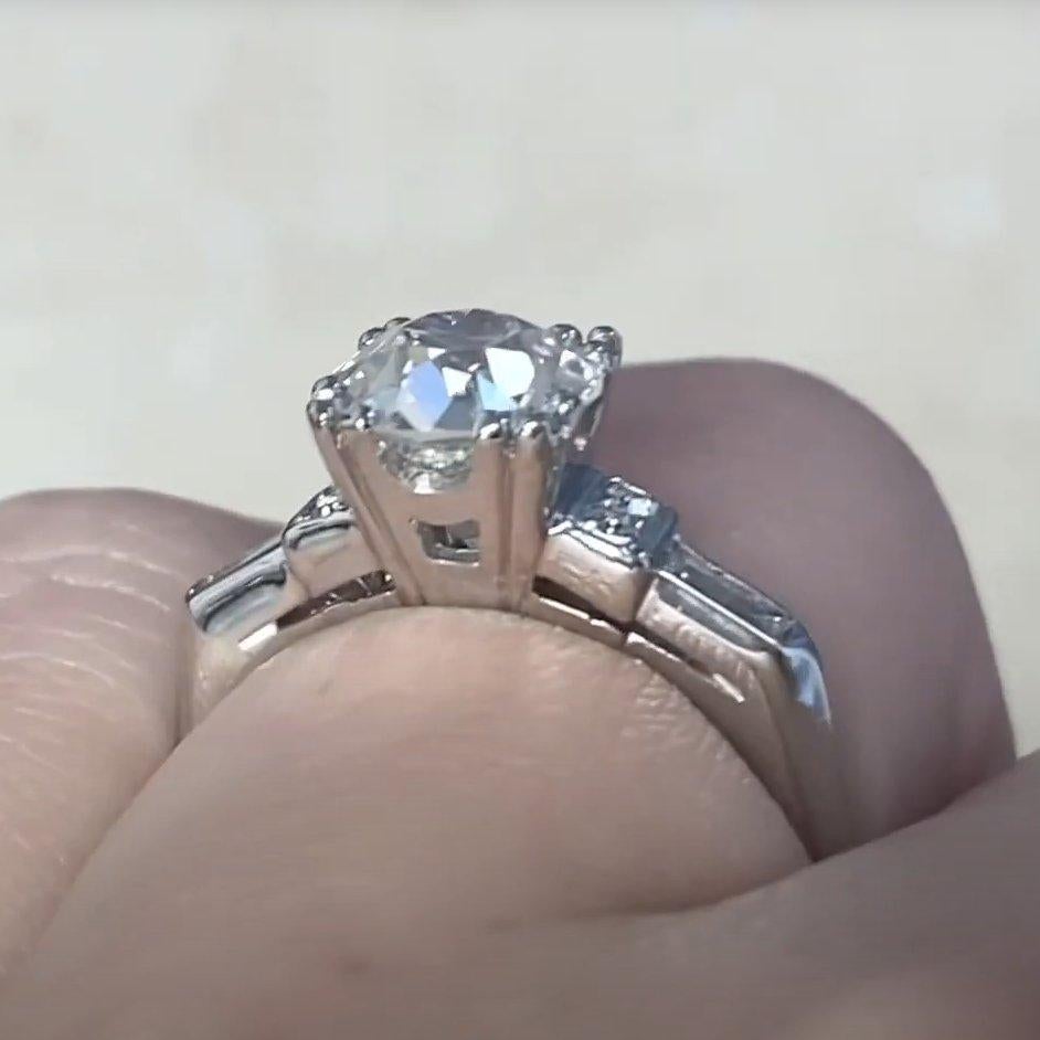 Anello con diamante antico taglio europeo (GIA circa 1,60 carati), platino In condizioni ottime in vendita a New York, NY