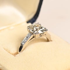 Antique 2 Carat Engagement Ring. GIA Old Euro Cut Diamond Accent Platinum K VS2
