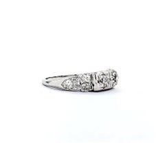 Antique Old European Cut Diamond Ring in 14k White Gold