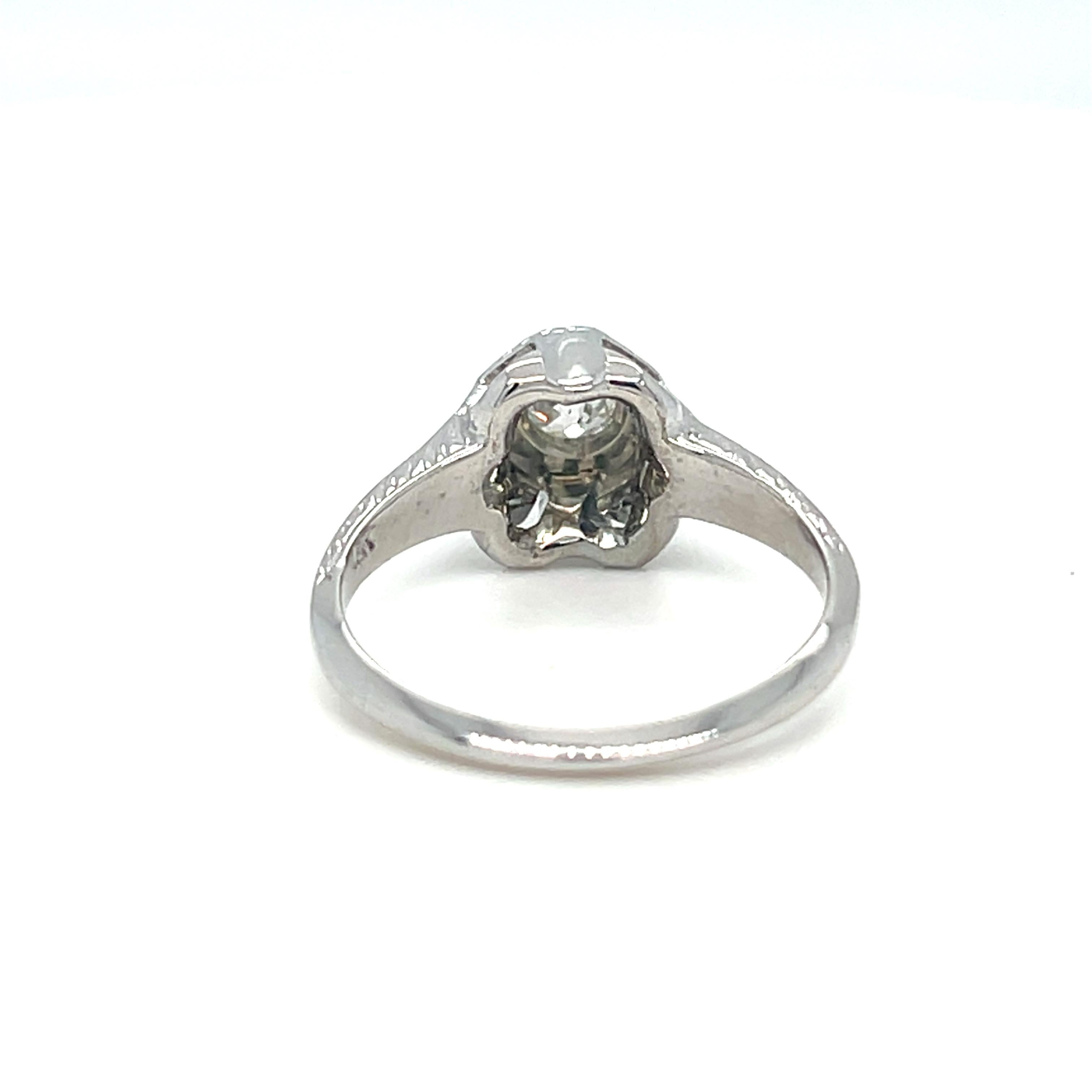 Edwardian Antique Old European Cut Diamond Ring with Sapphire For Sale