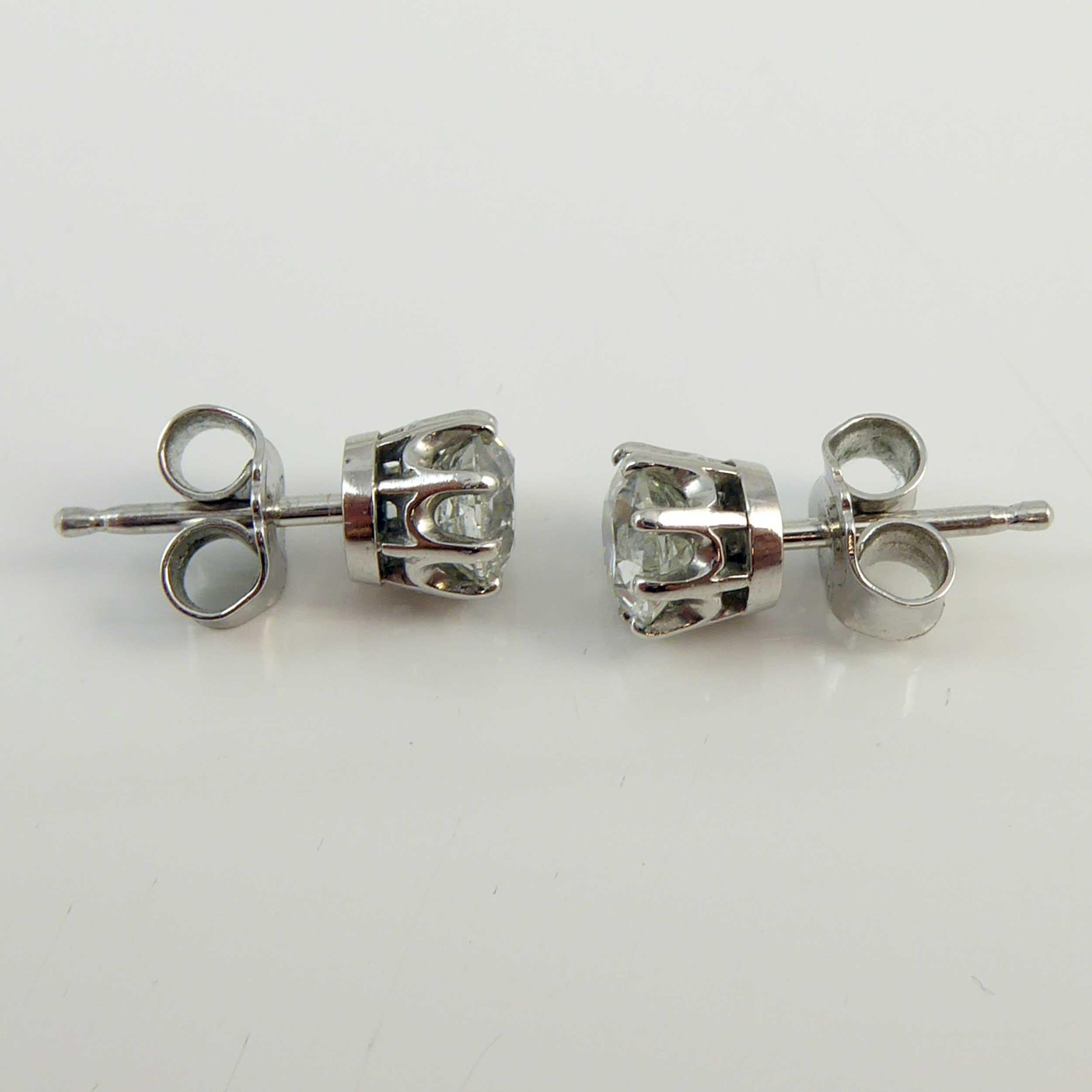 Antique Old European Cut Diamond Solitaire Earrings, 1.36 Carat In Excellent Condition In Yorkshire, West Yorkshire