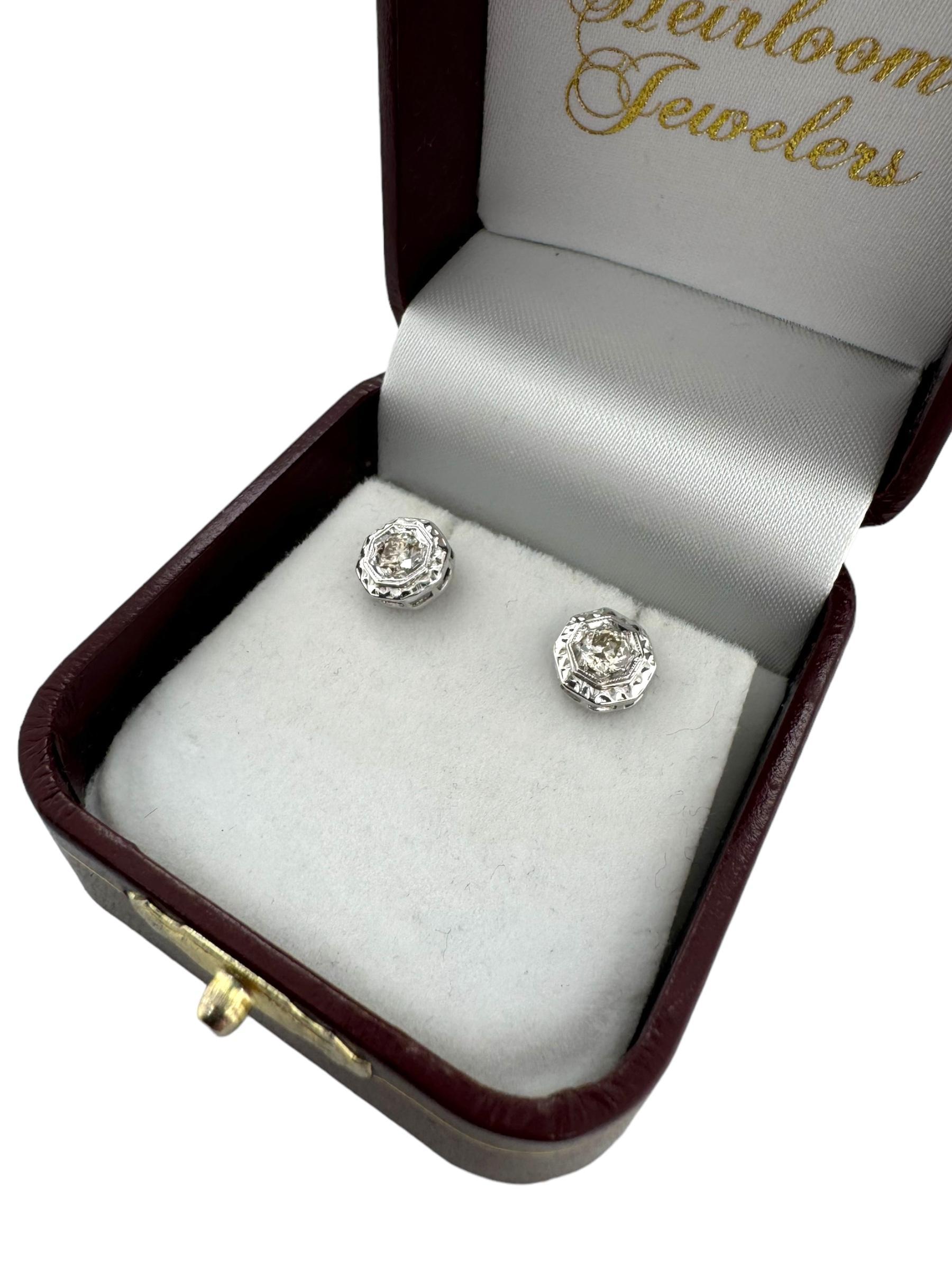 Antique Old European Cut Diamond Studs Earrings 0.5 Carat 2