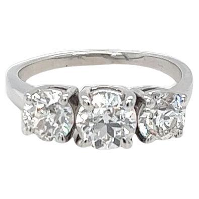 Antique Old European Cut Diamond Three Stone Engagement Ring