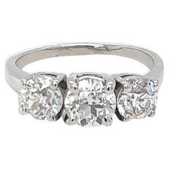 Antique Old European Cut Diamond Three Stone Engagement Ring