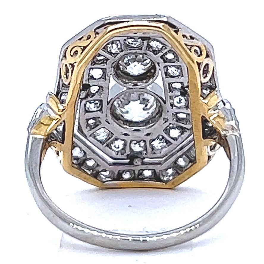 Antique Old European Cut Diamond 14 Karat White Gold Double Halo Ring 2