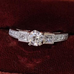 Antique Old European Cut Natural Diamond 0.61 Ct Ring