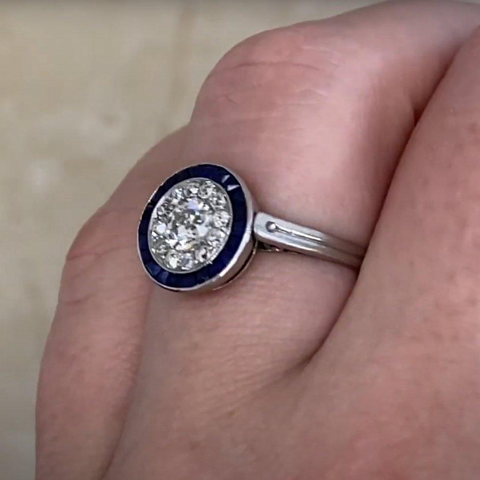 Bague grappe de diamants d'Europe ancienne (environ 0,30 carat), couleur I, platine Pour femmes en vente
